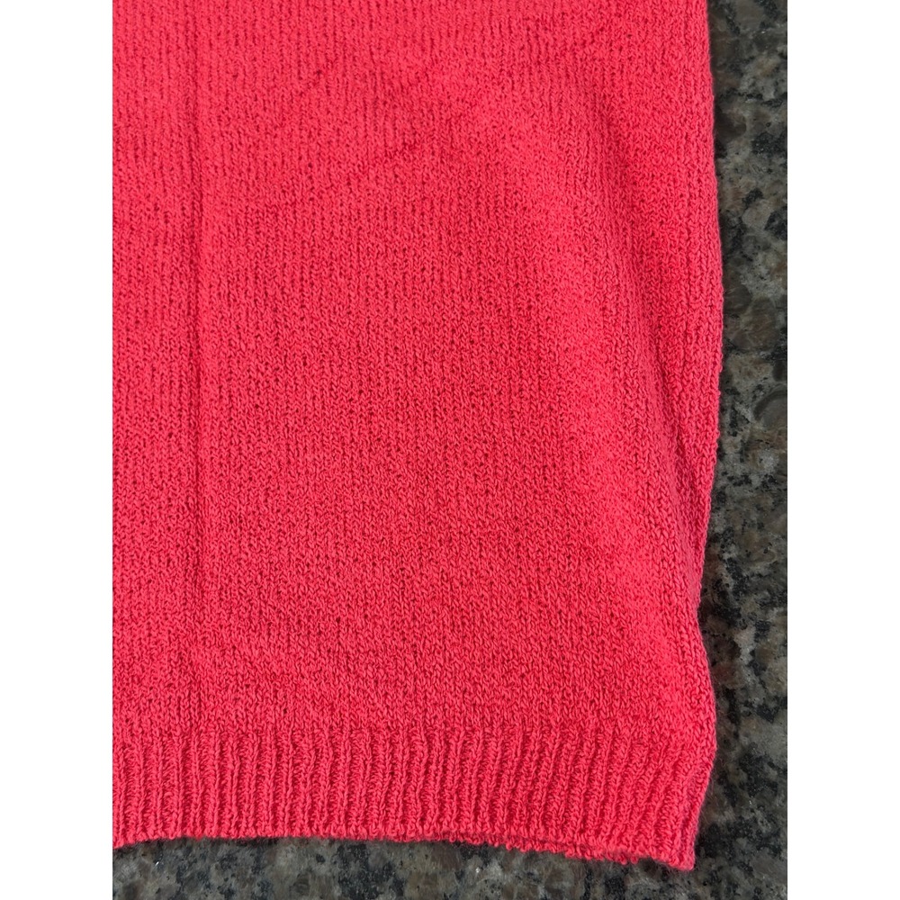 Womens Pink Short Sleeve Textured Knit Sweater Crew Neck Boxy Top